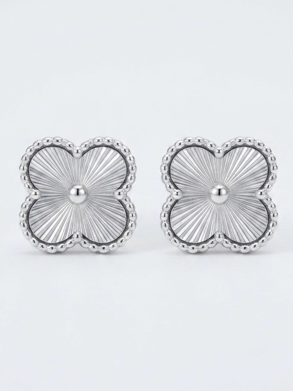Petite Silver Clover Stud Earrings Hypoallergenic Stainless Steel Jewelry